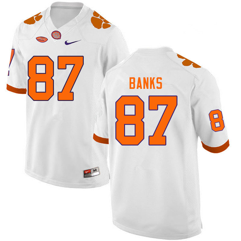 Men #87 J.L. Banks Clemson Tigers College Football Jerseys Sale-White